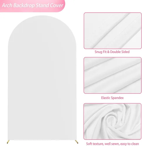 Miniatura 8 de Putros Cubierta de Arco de Boda 6 Pies Beige Spandex Ajustada Parte Superior Redonda Chiara Cubiertas de Soporte de Fondo para Decoración de Bodas