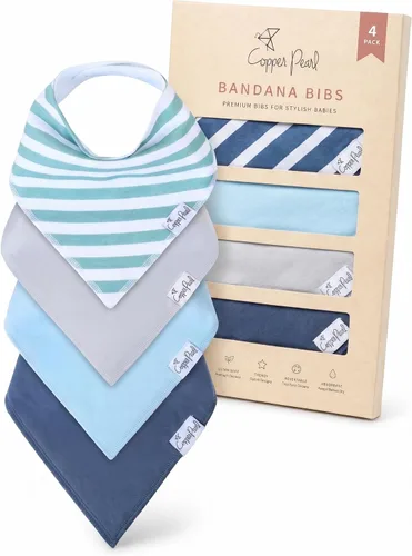 Miniatura 20 de Copper Pearl Baberos tipo bandana para bebé, paquete de 4 baberos de algodón suave para babear y dentición, absorbentes, ajuste ajustable, muchos