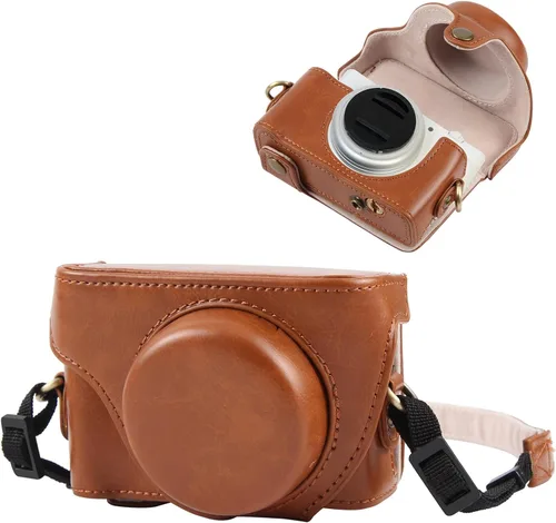 Miniatura 10 de PULUZ Funda para cámara digital Sony ZV-1F Vlog, bolsa de cuero de cuerpo completo para cámara con funda Sony ZV-1F, correa de hombro, bolsa de 2-1