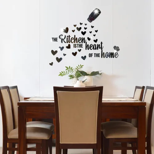 Miniatura 4 de The Kitchen is The Heart of The Home - Adhesivo de pared de espejo, calcomanía de pared de acrílico para cocina, citas inspiradoras, decoración