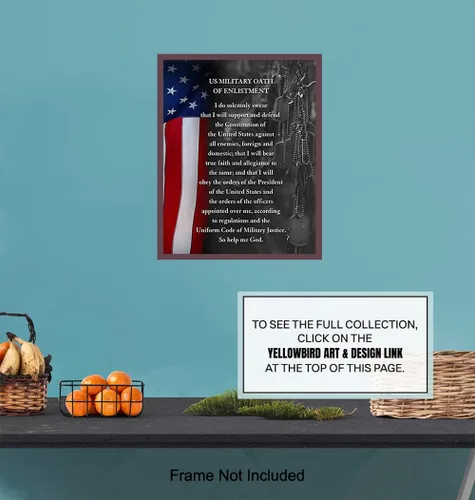 Miniatura 7 de Yellowbird Art & Design - Arte de pared de bandera estadounidense y juramento de reclutamiento, decoración del hogar para militares de cualquier