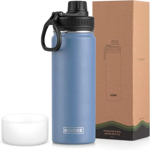 Miniatura 109 de koodee Insulated Water Bottle, 32 oz Stainless Steel Double Wall Vacuum Wide Mouth Sport Bottle with Leakproof Spout Lid (Navy)
