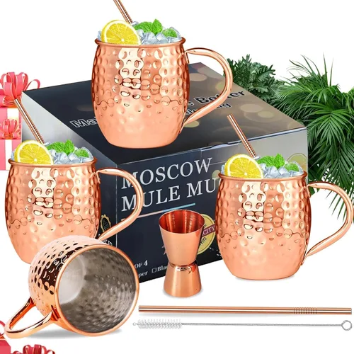 Miniatura 8 de SuproBarware Moscow Mule - Juego de 8 tazas de acero inoxidable de 18 onzas, perfectas para bebidas frías, cócteles, bar en casa, con regalo