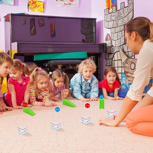 Miniatura 6 de Kathfly Recuerdos de fiesta de bolos para niños, mini juego con pasadores de tazón en miniatura, rampa, bola, juegos de bolos de mesa, rellenos