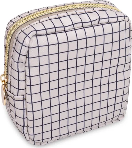 Miniatura 97 de izuzta Bolsa de maquillaje pequeña de nylon para bolso, linda bolsa de cosméticos con cremallera, bolsa de maquillaje preppy, Azul, Mini 2-Azul