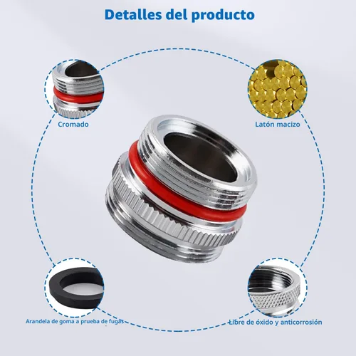 Miniatura 6 de iFealClear Kit de 18 piezas de adaptador de grifo de latón, adaptadores de aireador para fregadero de cocina con 4 piezas de herramientas de llave