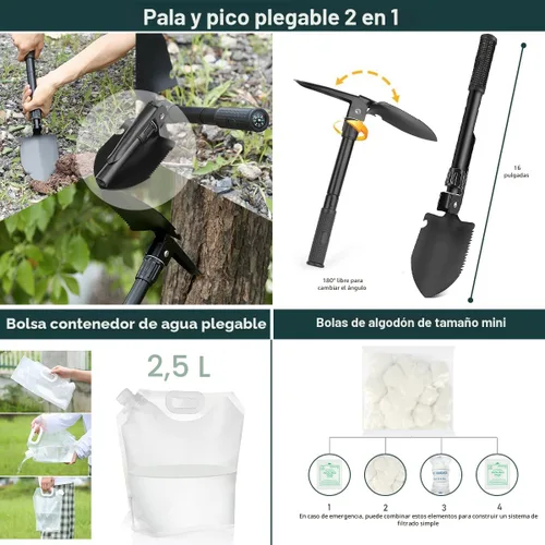 Miniatura 4 de Kit de supervivencia, 262 piezas de equipo y suministros de supervivencia con bolsa de kit de primeros auxilios y bolsa bandolera, kit de emergencia