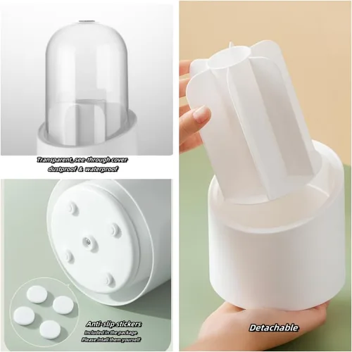 Miniatura 5 de Fantasee Organizador de brochas de maquillaje giratorio de 360°, almacenamiento de 7 compartimentos con cubierta transparente a prueba de polvo