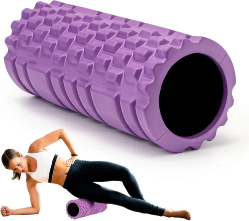 Miniatura 8 de Krightlink Rodillo de espuma para masaje de tejido profundo, rodillo de ejercicio de alta densidad de 13 pulgadas para masaje muscular y liberación
