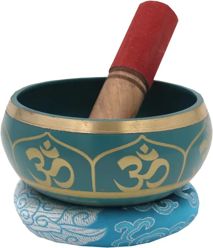 Miniatura 11 de DharmaObjects - cuenco para cantar el Om de la paz, para meditación relajante de yoga. Juego de almohadilla de seda, juego de martillo de Negro