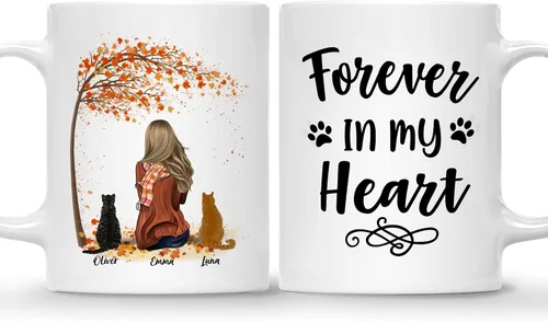 Miniatura 11 de Gossby Taza personalizada con texto en inglés "Being a Cat Mom", regalo personalizado para mujeres con diseño, nombre, raza de gato, cumpleaños, día