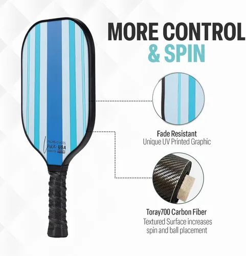 Miniatura 3 de Palms-O-Aces Carbon Fiber Pickleball Paddle – USAPA Approved 16mm T700 Graphite Paddle with Textured Spin Surface Lightweight Carbon Fiber