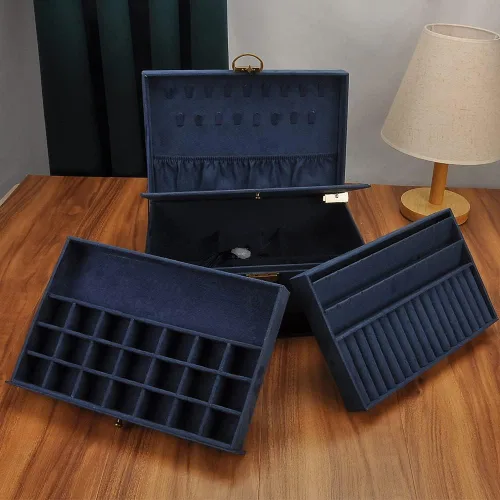 Miniatura 4 de GYJOYERO Joyero organizador de aretes de joyería para mujeres y niñas 4 capas con cajones collares anillos relojes vitrina almacenamiento