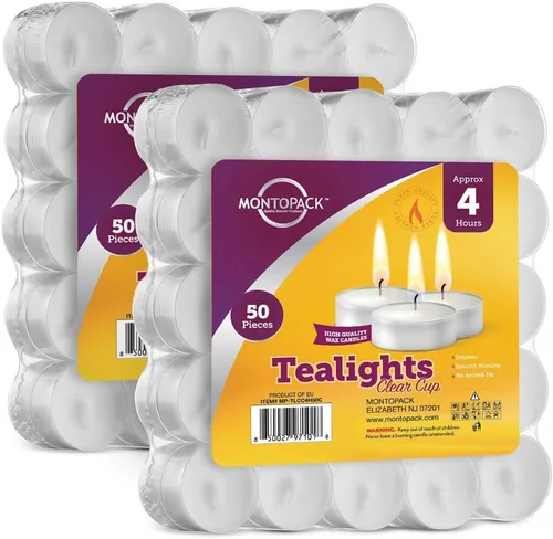 Miniatura 7 de MontoPack Velas blancas sin perfume a granel [100] 4 horas de velas de té de parafina sin humo, sin goteo, de larga duración Pequeñas velas