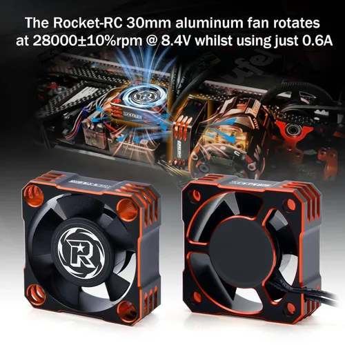 Miniatura 2 de Ventilador de refrigeración ESC de 1.181 in, disipador de calor RC ESC de 28000 RPM para Turbo ESC con XH Connect para 1/12 1/10 1/8 RC Car ESC