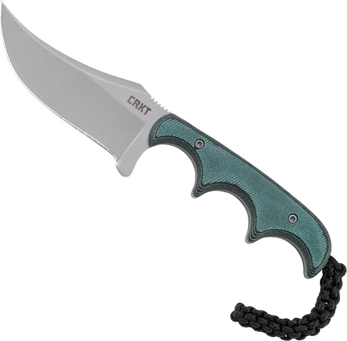 CRKT Cuchillo de hoja fija de supervivencia al aire libre minimalista persa con vaina: hoja de borde liso de acero inoxidable, mango de micarta, 2379