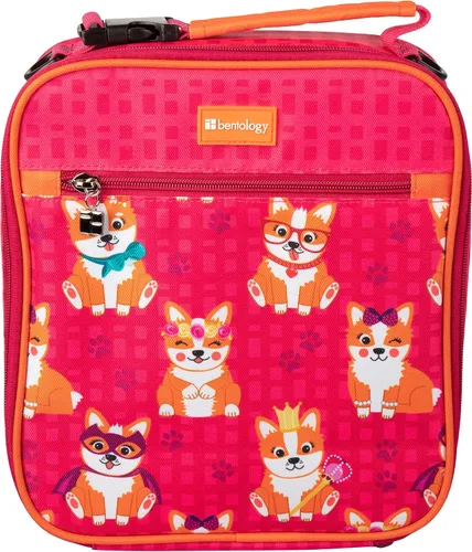 Miniatura 7 de Bentology Bolsa de almuerzo aislada para niños, correa ajustable 2 en 1 para lonchera o transporte manos libres, impermeable, resistente a las Corgi