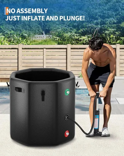 Miniatura 5 de XXL - Bañera de hielo para atletas, compatible con enfriadores de agua, bañera inflable de 186 galones con tapa aislada, portátil para recuperación