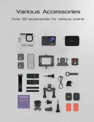 Miniatura 7 de Apexcam M80 AIR 4K 60FPS 64MP EIS WiFi Cámara de acción impermeable Cámara submarina 40M Cámara deportiva 2.0'LCD 2.4G Control remoto 2X1350mAh
