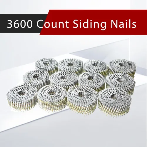 Miniatura 6 de findmall Clavos para revestimiento de 1-1/2 pulgadas, 3600 unidades, collados con alambre en bobina de 15 grados, cabeza redonda completa, clavos