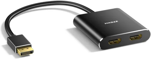 Adaptador DisplayPort a HDMI dual de 4K a 60Hz - Puerto de pantalla a 2 divisor HDMI, divisor de monitor dual MST para computadora, laptop, tarjeta