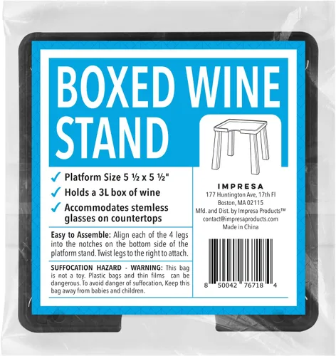 Miniatura 7 de IMPRESA Soporte dispensador de vino en caja, capacidad de 3 litros, 5.5 pulgadas de alto, negro, soporte elevado para caja de vino de vidrio