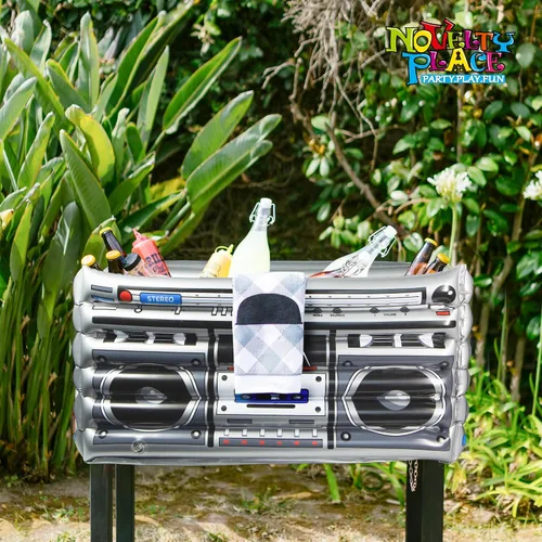 Miniatura 4 de Novelty Place Enfriador inflable Boombox – Enfriador de bebidas de gran capacidad para decoración estéreo para fiestas retro temáticas de los años