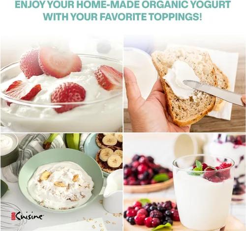 Miniatura 8 de Euro Cuisine YM360 Máquina para Hacer Yogur con control de tiempo y temperatura ajustable, tarro de vidrio de 2 cuartos de galón, termómetro GRATIS