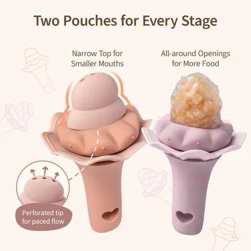 Miniatura 3 de Alimentador de frutas para bebé Moonkie con bandeja para congelador, alimentador de alimentos de silicona libre de BPA para alimentación autónoma