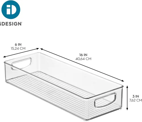 Miniatura 4 de iDesign Contenedor de almacenamiento transparente extra largo delgado Organizador estrecho, apilable, de cocina o despensa