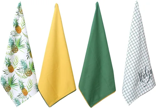 Miniatura 16 de ACCENTHOME Juego de 4 toallas de cocina de algodón, juego de toallas absorbentes para cocina, paños de cocina, toallas de bar, toallas de cocina