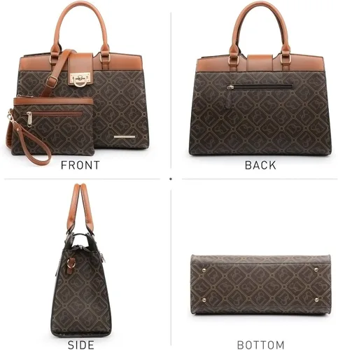 Miniatura 2 de Dasein Bolsos de mano para mujer, monederos con monograma, bolso grande para mujer, bolso de hombro, bolsa de trabajo con asa superior, juego de 2