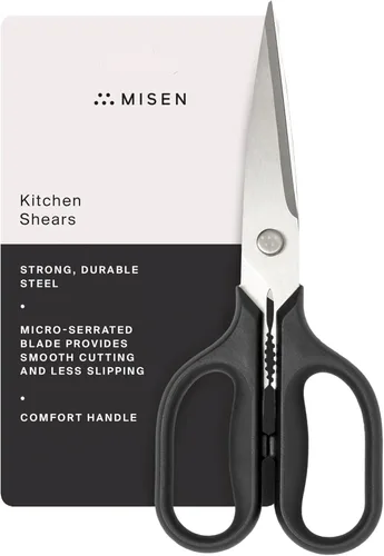 Misen Tijeras de cocina resistentes, acero inoxidable, tijeras versátiles y fáciles de limpiar para carne, hierbas y verduras, mango ambidiestro