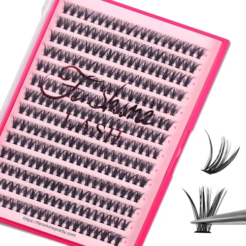 Extensiones de pestañas en racimo, 280 pestañas postizas naturales 40D, rizo D 0.07 de 0.394 pulgadas, pestañas individuales suaves para bricolaje