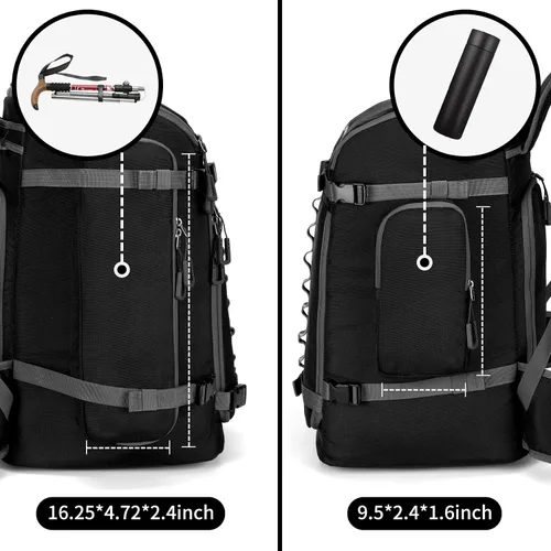 Miniatura 7 de Bolsa para Botas de Esquí de 65L, Bolsa de Viaje Grande Tipo Duffel, Mochila para Botas de Esquí de 1680D Nylon Impermeable y Acolchada
