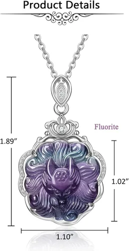 Miniatura 6 de Jovivi Natural Fluorite Crystal Necklace Healing Chakra Stone Gemstone Amulet Lucky Charm Pendant Adjustable Rope