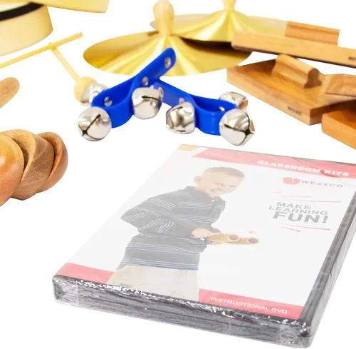 Miniatura 6 de Westco WM20 - Kit de percusión para 20 jugadores con tambores de marco, maracas, panderetas, platillos, palos de ritmo y más. Incluye DVD 'Make