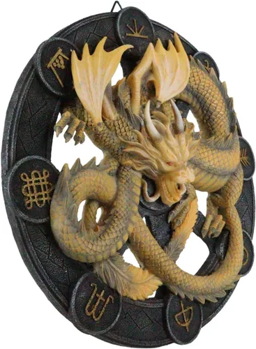 Miniatura 3 de Ebros Gift Wicca Neo Paganism Sabbats Rueda del Año Fantasía Dragón con Símbolos Sagrados Decoración de Pared Escultura por Anne Stokes Dragons
