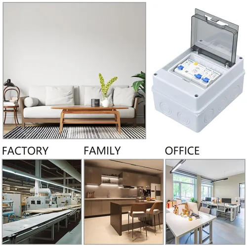 Miniatura 7 de Disyuntores en miniatura de 5 vías con caja de distribución impermeable para exteriores, 40 A, 220 V, protección contra fugas a tierra, sobrecarga