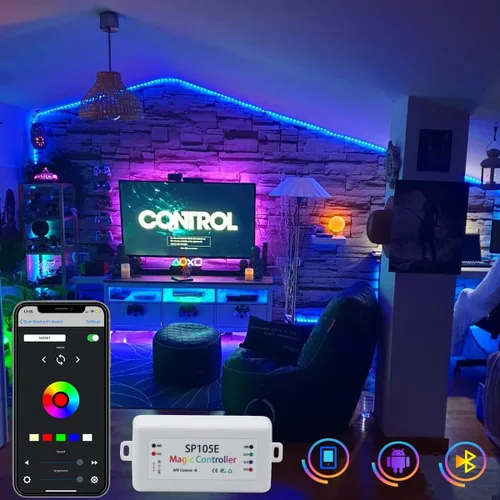 Miniatura 4 de Paquete de 2 controladores LED SP105E, controlador Bluetooth LED Ws2812b para Ws2811 SK6812 APA102 luces IC inteligentes, DC5-24V controlador