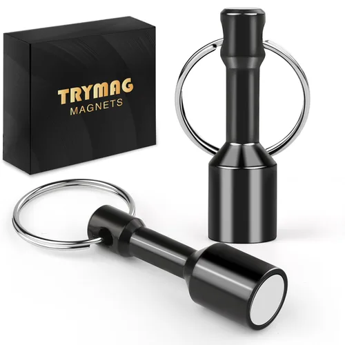 Miniatura 10 de TRYMAG Llaveros magnéticos para probar latón, paquete de 2 llaveros de bolsillo de neodimio con fuerte magnético de tierras raras, imán de prueba