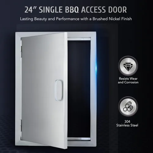Miniatura 3 de CO-Z Puertas de cocina para exteriores, de acero inoxidable 304 resistente a la intemperie, puertas de acceso individual empotradas para cocina