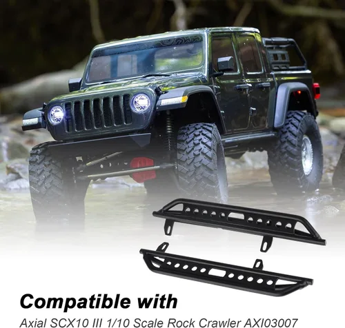 Miniatura 2 de Hobbypark Estribos de pedal lateral de metal placa de pie para escala 1/10 RC Crawler Car Axial SCX10 III AXI03007 Hop-ups Piezas de actualización