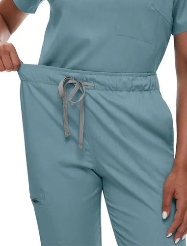 Miniatura 4 de niaahinn Conjunto de uniforme médico para mujer con cuello en V clásico y pantalones deportivos de yoga, uniforme médico de enfermería