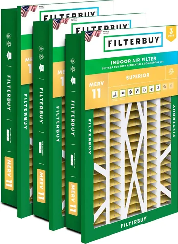 Miniatura 14 de Filterbuy Filtro de aire MERV 11 de 10 x 17 x 2 pulgadas para defensa de mascotas y alergias (paquete de 3), filtros exteriores plisados