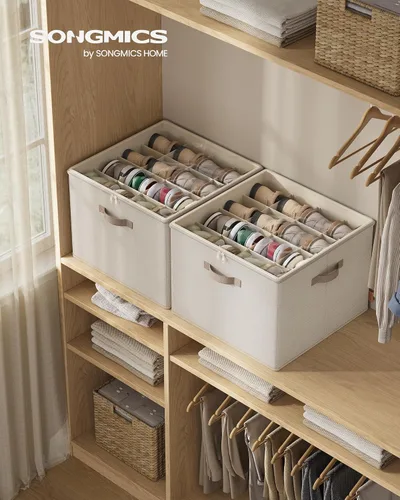 Miniatura 2 de SONGMICS Organizador de zapatos para armario, caja organizadora de zapatos de tela con divisores ajustables, compartimentos de almacenamiento