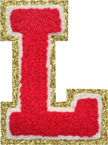 Miniatura 70 de Parches de letras termo-adhesivas de felpilla para chaquetas, parches de letras universitarias con brillantina para planchar en la letra azul A