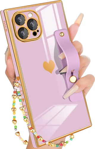 Miniatura 17 de Petitian Funda para iPhone 13 Pro Max con Soporte/Cordón, Lujosa y Linda para Mujeres y Niñas con Corazón Electrochapado, Fundas de Teléfono de Negro