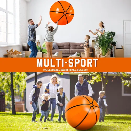 Miniatura 6 de Meooeck 4 unidades de baloncesto inflables de 27 pulgadas, decoraciones grandes de fiesta de baloncesto, bolas inflables gigantes