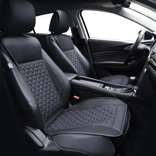 Miniatura 10 de Elantrip - 2 fundas para el asiento delantero del automóvil, protector de cuero para el asiento del automóvil, ajuste universal para la mayoría